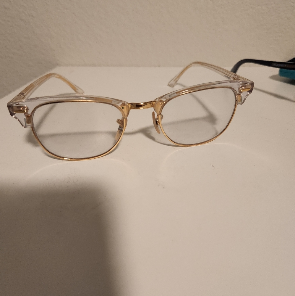 Clear / Gold Ray Ban Clubmaster Glasses